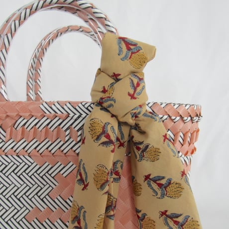 【6月22日(月)〜6月26日(金)発送】 Bag×Handkerchief［D］Mekearibag (Size : S) _ Peach × Gomashio