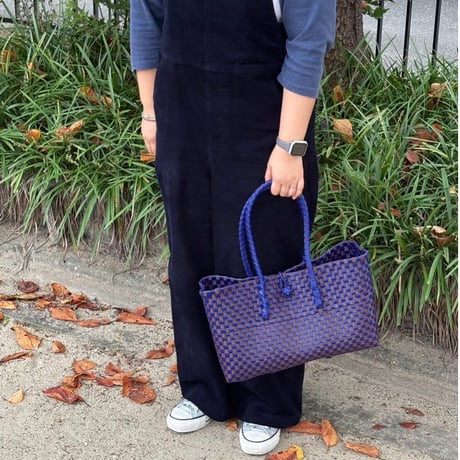 【10月26日(月)〜10月30日(金)発送】 BOSTON BAG No.16 'gingham' _Azzurro e Marrone