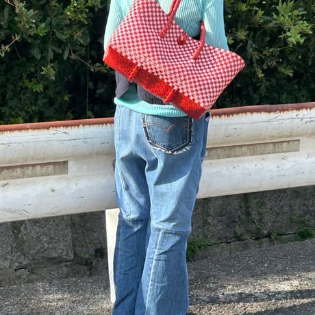 【6月8日(月)〜6月12日(金)発送】 BOSTON BAG No.14  'gingham' _ Poppy