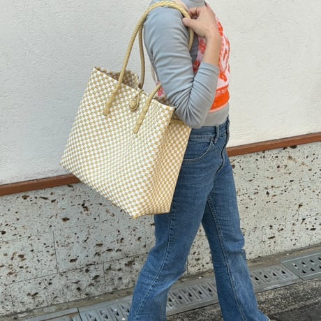 【6月15日(月)〜6月19日(金)発送】 Gummy Bag No.23 (Size: L) ' gingham ' _Milk Crepe