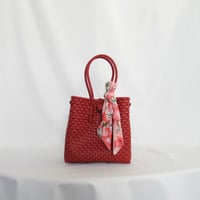 Gummy Bag  (Size S) _Cherry Red × Handkerchief