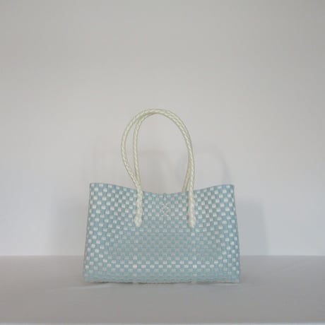 【10月26日(月)〜10月30日(金)発送】 BOSTON BAG No.32 'gingham' _ Dusty Blue Fizz