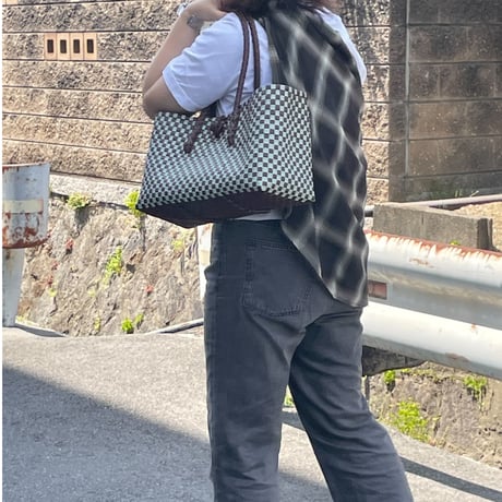 【6月8日(月)〜6月12日(金)発送】  BOSTON BAG No.30  'gingham' _ Chocomint
