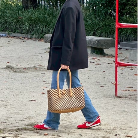 【10月26日(月)〜10月30日(金)発送】 BOSTON BAG No.13  'gingham' _Caramel Mocha