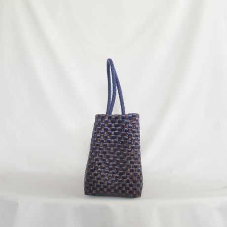 【7月13日(月)〜7月17日(金)発送】 BOSTON BAG No.21 'gingham' _ Azzurro e Marrone