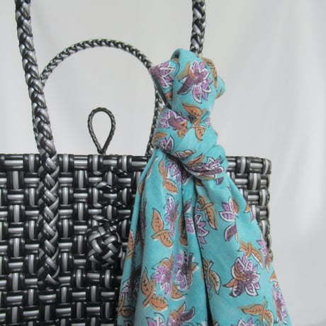 【6月8日(月)〜6月12日(金)発送】 Bag×Handkerchief［E］Gummy bag (Size : S) _Black×Silver