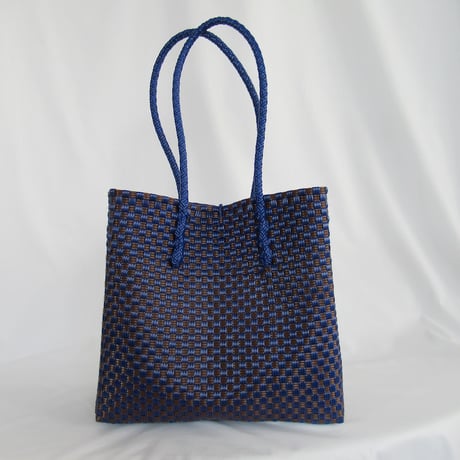 【8月31日(月)〜順次発送】 Gummy bag No.33 (Size: L) 'gingham'_Azzurro e Marrone