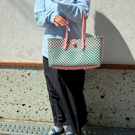 【6月8日(月)〜6月12日(金)発送】 BOSTON BAG No.24  'gingham' _ Guava
