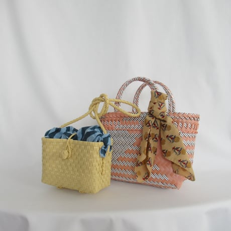 【6月22日(月)〜6月26日(金)発送】 Bag×Handkerchief［D］Mekearibag (Size : S) _ Peach × Gomashio