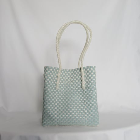 【8月31日(月)〜順次発送】 Gummy Bag No.26 (Size: M) ' gingham ' _Dusty Blue Fizz