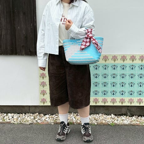 mekearisa 　メケアリバックxs　パウダーブルー・ピンク　新品 🧺🎀 【Bag × Handkerchief recommendation】 <bag model> mekearibag