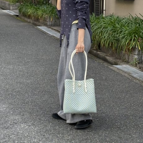 【11月2日(月)〜11月6日(金)発送】 Gummy Bag No.301 (Size: M) ' gingham ' _Dusty Blue Fizz