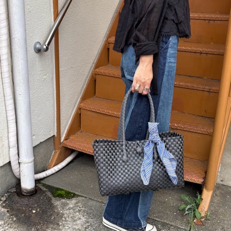【10月26日(月)〜10月30日(金)発送】 BOSTON BAG No.9  'gingham' _Charcoal Clay