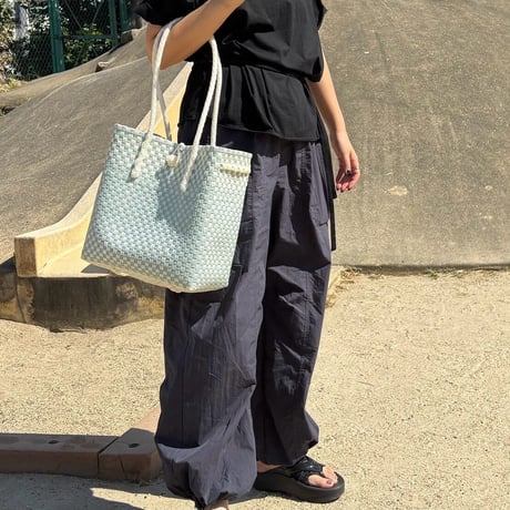 【8月31日(月)〜順次発送】 Gummy Bag No.26 (Size: M) ' gingham ' _Dusty Blue Fizz