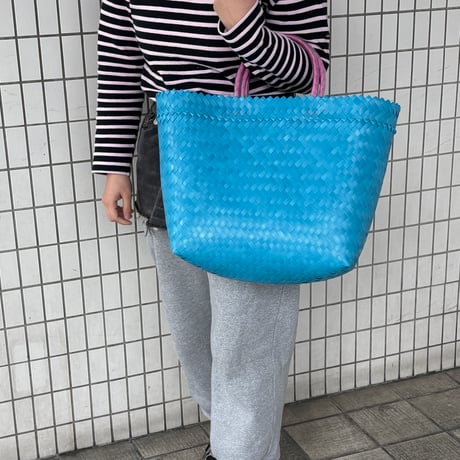 mekearisa 　メケアリバックxs　パウダーブルー・ピンク　新品 🧺🎀 【Bag × Handkerchief recommendation】 <bag model> mekearibag