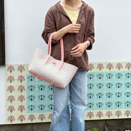 【6月22日(月)〜6月26日(金)発送】 BOSTON BAG No.32 'gingham'  _ Cotton Candy