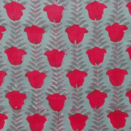 【8月10日(月)〜順次発送】 Indian Cotton Handkerchief [L] - GREEN23