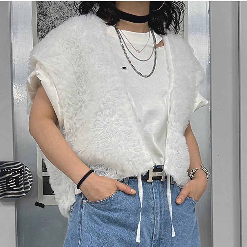 MAISON SPECIAL - PRANK PROJECT Frill Tulle Vest ベージュ MAISON SPECIAL - PRANK PROJECT Frill Tulle Vest ベージュの