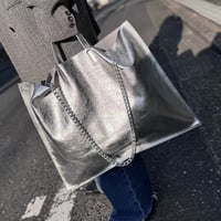 【blancle】M.LEATHER FLAT TOTE L(silver)