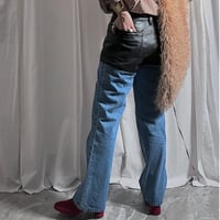 fakeleather×denim pants(black)