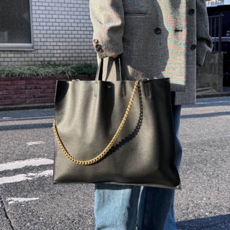 【blancle】S.LEATHER FLAT TOTE L(black)