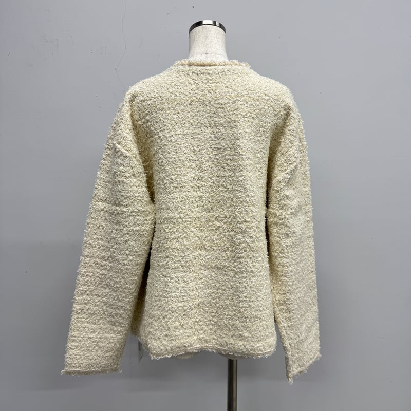 ARCHIVE STANCE】no-collar knit big jacket | STO