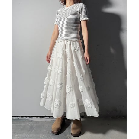【ARCHIVE STANCE】flower dot circular skirt(black)