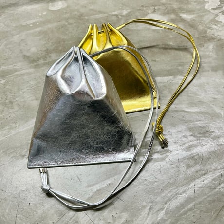 【blancle】M.LEATHER ZIP DRAWSTRING M(gold)
