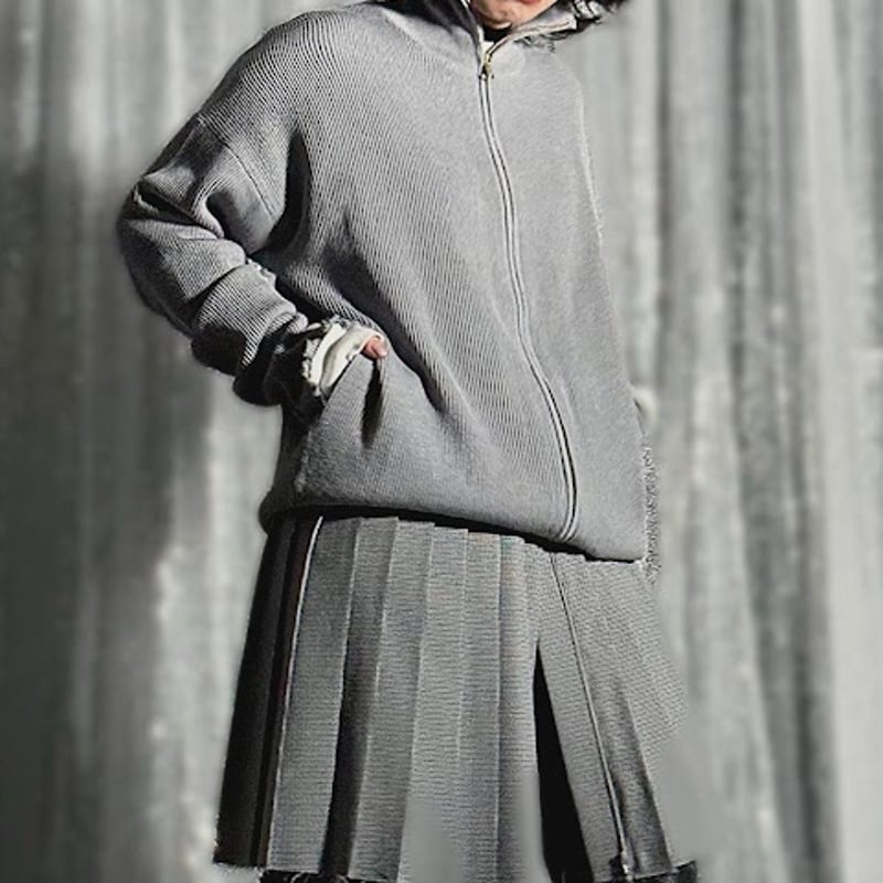 NKNIT KNIT blouson グレー　サイズ① sample sale】zip up knit blouson(gray) | PROVOK