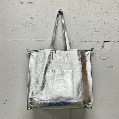 【blancle】M.LEATHER SQUEEZE BIG TOTE (silver)