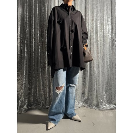 【PROVOKE】 flowerdot big shirt(black)