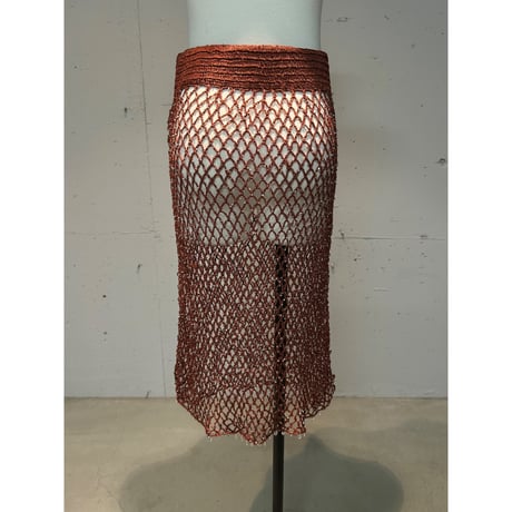 【special price】　mesh beads knit skirt (terracotta)