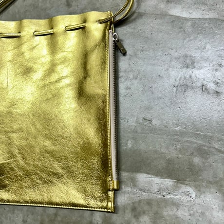 【blancle】M.LEATHER ZIP DRAWSTRING M(gold)