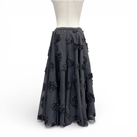 【ARCHIVE STANCE】flower dot circular skirt(black)