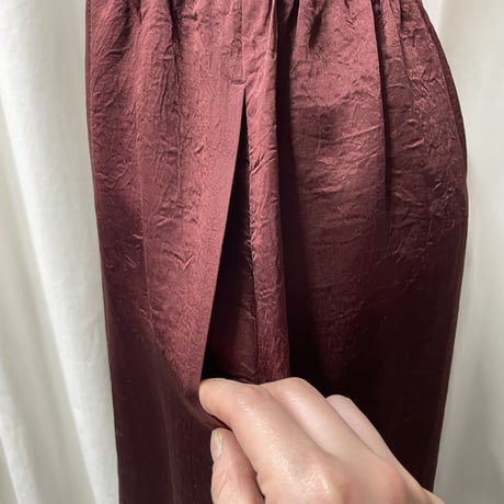 satin maxi skirt(bordeaux)