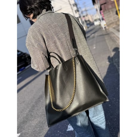 【blancle】S.LEATHER FLAT TOTE L(black)