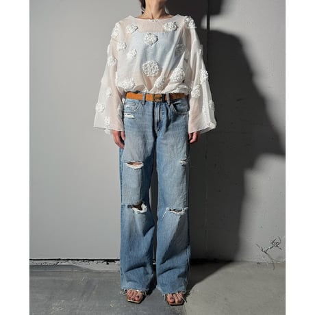 【ARCHIVE STANCE】flower dot T-blouse