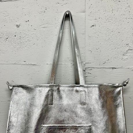 【blancle】M.LEATHER SQUEEZE BIG TOTE (silver)