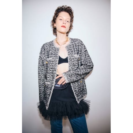 【ARCHIVE STANCE】no-collar knit big jacket