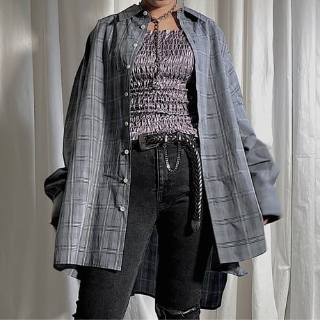 check super big shirt (blue)