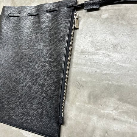 【blancle】S.LEATHER ZIP DRAWSTRING M(black)