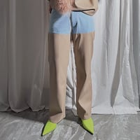 denim×fakeleather pants(beige)