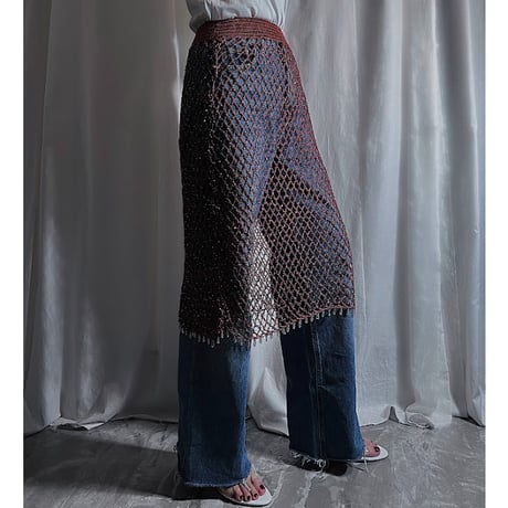 【special price】　mesh beads knit skirt (terracotta)