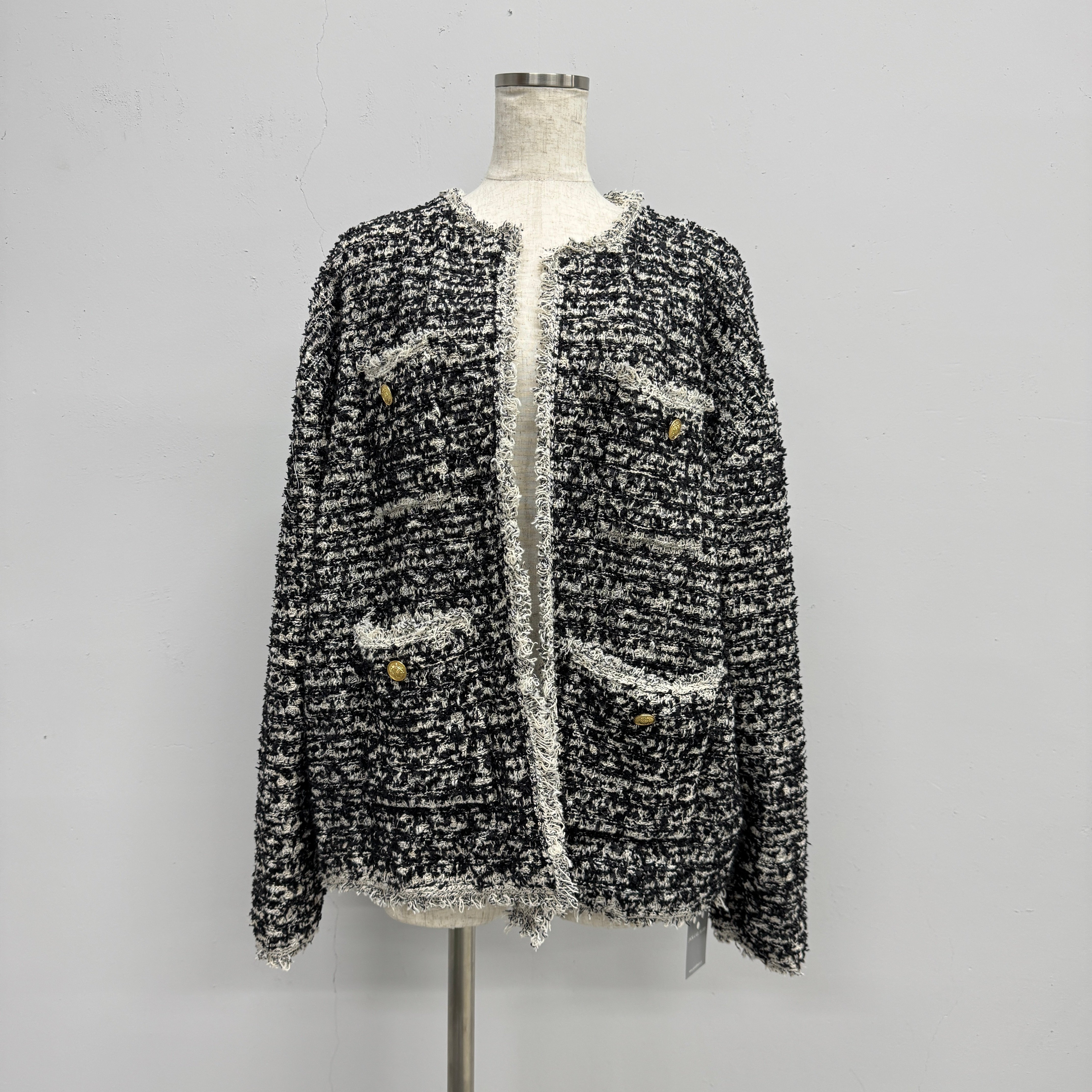 ARCHIVE STANCE】no-collar knit big jacket | STO
