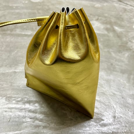 【blancle】M.LEATHER ZIP DRAWSTRING M(gold)