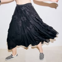 【ARCHIVE STANCE】flower dot circular skirt(black)