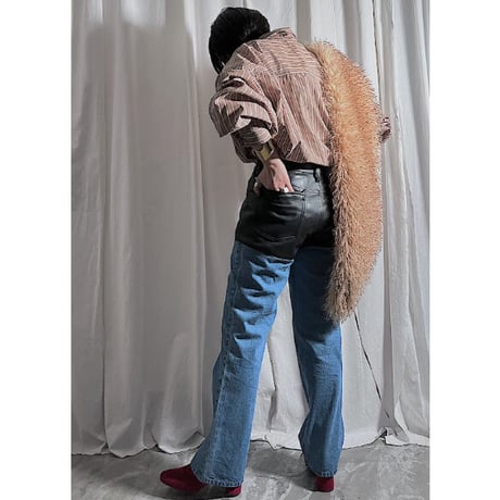 fakeleather×denim pants(black)