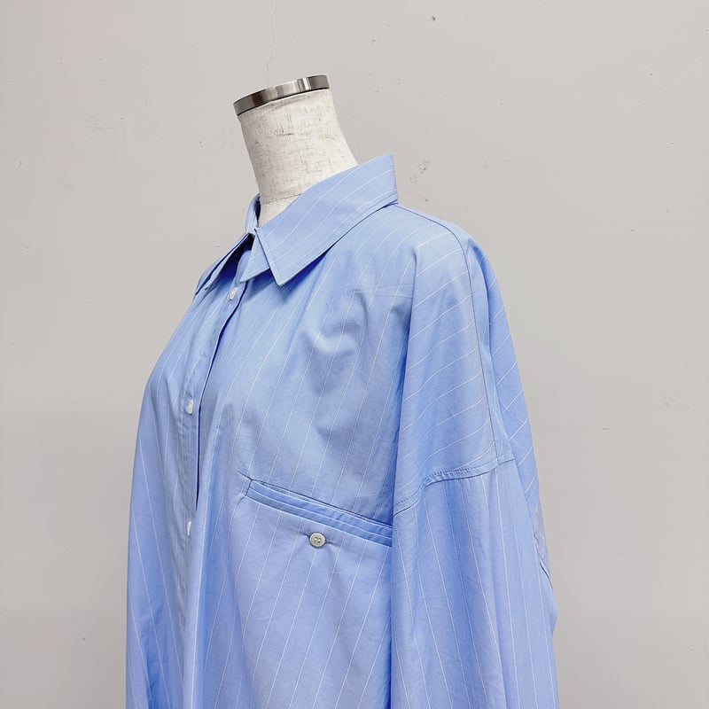 週末限定　美品　provoke Super big stripeシャツ　ブルー PROVOKE】stripe layered big shirt | STORE by PR