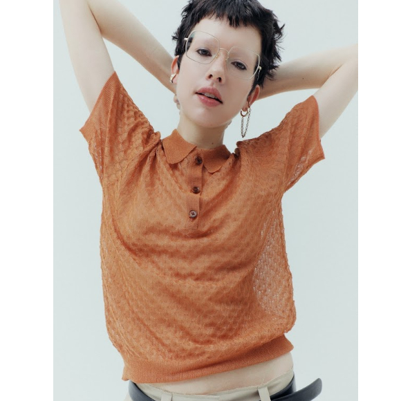 fig london ニットポロ　SHEER knit polo AMBIDEX Store △〇SHEER knit polo(F ボーダー): l'atelier du