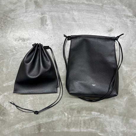 【blancle】S.LEATHER ZIP DRAWSTRING M(black)